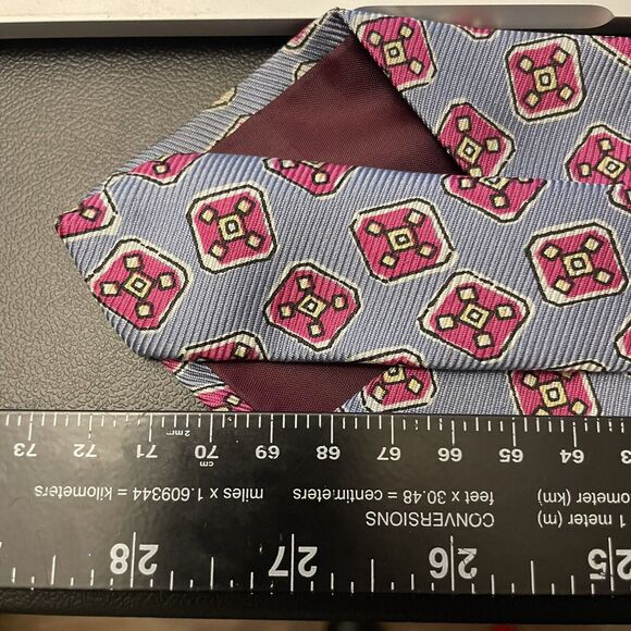 Polo Ralph Lauren Blue red cream Neck Tie Made In The USA 100% Silk Handmade - Picture 10 of 10